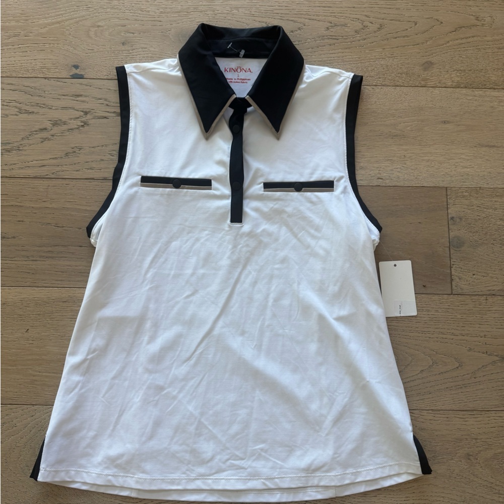 Kinona Womens Tank Top White Black Tan Small